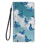 Nuxiady Coque pour Samsung Galaxy A54 5G PU Cuir à Rabat Housse Étui avec Mignonne Motif Dessin Design Protection Case, Antichoc Etui Flip Folio Magnétique Cover pour Galaxy A54 5G,Papillon du Ciel