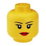 LEGO LARGE STORAGE HEAD GIRL YELLOW BEDROOM PLAYROOM CHILDRENS