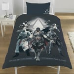 Assassin's Creed Serve The Light Single Duvet Cover Set Grey Kids 2 In 1 Design