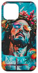 Coque pour iPhone 12 mini Bleu Pop Art Tropical Jesus Is King Christian Faith Nouveautés