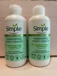 2 x Simple Replenishing Cream Cleanser 230ml Hyaluronic Acid