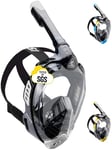 CRESSI Bali Full Face Mask Black/Grey L/XL - Unisex Integral Snorkel Mask, Anti Fog Clear Lens, 100% Silicone, Dry Snorkel with Float Valve, Action Cam Mount, Adjustable Strap, Black/Grey, L/XL