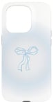 Coque pour iPhone 15 Pro Bleu clair Aura Soft Girl Ruban Bow Coquette Esthétique