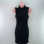 River Island High Neck Sleeveless Ribbed Bodycon Midi Dress, Size UK 8, Black