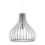 Eglo Tindori Lampe Suspendue à 1 Ampoule en Acier et Bois en Nickel Mat Blanc Lampe de Table de Salon Suspendue avec Douille E27 Ø 38 cm