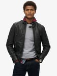 Superdry Leather Racer Jacket, Cow Indie Black