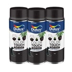 Dulux Valentine Peinture Intérieure et Extérieure Aérosol Color Touch - Effet Sablé Noir 400 ml - Lot de 3