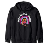 Snowboard Queen Winter Sports Snowboarding Girl Boho Rainbow Zip Hoodie