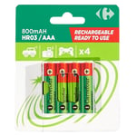 Pile rechargeable AAA/HR03 800mAh préchargée x4 CARREFOUR