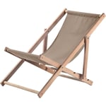 Chaise Longue Pliable en Bois pour se Détendre Confortablement à la Plage, sur Le Balcon ou dans Le Jardin, Transat Pliant d'Extérieur (Beige)