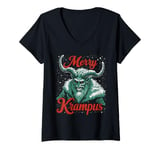 Womens Merry Krampus Christmas Ugly Monster Men Women Kids Funny V-Neck T-Shirt