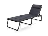 Campart BE-0665 Chaise longue/Chaise de jardin Ancona, avec repose-tête, réglable en 5 positions, Taille unique, Détente, Aluminium, Bleu foncé