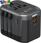 Universal  Travel  Adapter ,  20W  Intelligent  Quick  Charge  3 . 0 ,  Travel