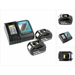 Kit avec 2x Batteries bl 1850 18 v 5,0 Ah Li-Ion + Chargeur rapide dc 18 rc - Makita