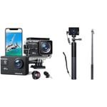 WOLFANG Caméra Sport GA300 4K60FPS & Ensemble de Selfie Stick Rechargeable