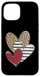 iPhone 15 Happy Valentines Day Love Cute Heart Cheetah Plaid Pattern Case