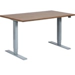 Elfen Ergodesk II Basic -sähköpöytä, 120 x 80 cm, pähkinäpuu, harmaa runko