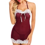 Nuisette Sexy Night Dress Femmes Dentelle Camisole Vêtements De Nuit Lingerie pour Dames Babydoll Halter Vêtements De Nuit Plus La Taille D'