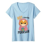 Womens Not a Morning Purrson Cat Grumpy Person Sarcastic Coffee V-Neck T-Shirt