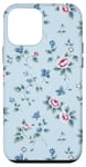 Coque pour iPhone 12 mini Bleu vintage avec petites branches florales