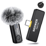 NEEWER Système de Microphone Cravate sans Fil pour USB C, Mini Micro Cravate Antibruit en Clic pour Vlogging, Micro à Condensateur Omnidirectionnel Compatible avec iPhone 15, Samsung Android, KM23