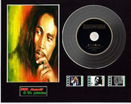 Bob Marley Vinyl Effect CD Display Black or Gold Disc and 3 film cells (Black Disc, Roots Of A Legend Framed)