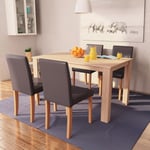 vidaXL spisebord og -stole 5 dele kunstlæder egetræ brun