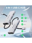 USB C -telakointiasema kaksoisnäyttö, kahdella 4k@60hz 3x USB 3.0 portilla Gigabit Ethernet 100w Pd Sd/tf moniporttinen sovitin 9-in-1 kannettavan tietokoneen telakointiasema Macbook Prolle/surface/xps/hp-Silver-Type C