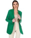 D'Arienzo Blazer en Cuir Velours Agneau Femme Vert Intérieur Orange Cuir Véritable Olivia S/Vert