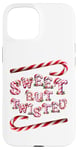 Coque pour iPhone 15 Sweet But Twisted. Bâtonnets de canne à sucre d'orge. Noël amusant