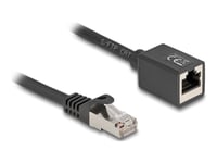 Delock - Nätverksförlängningskabel - Rj-45 (Hane) Till Rj-45 (Hona) - 50 Cm - 6 Mm - S/Ftp - Cat 6A - Halogenfri, Stiftkoppling: 1:1, Hakfri - Svart