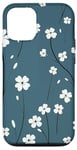 Coque pour iPhone 14 Motif simple imprimé de petites fleurs blanches et bleues