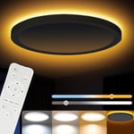 JESLED Plafonnier LED Avec Télécommande, Lumière Principale de 24W Avec Une Lumière de Nuit Arrière de 6w, 3000k-6500k Dimmable éclairage de Plafond Applicable à Salon, Salle De Bain, Chambre