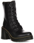 Dr Martens Chesney Flared Heel Lace Up Combat Womens Boots Black UK 3 - 7