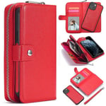 Apple iPhone 13 Mini Zipper Wallet Case Red