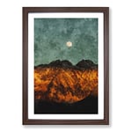 Big Box Art Moon Over The Mountains in Italy Painting Framed Wall Art Picture Print Ready to Hang, Walnut A2 (62 x 45 cm)