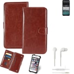 Case For Nokia C21 brown + Earphones Protective Flip Cover Folding Bag Book Cell