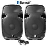 2 X SPJ -15BLU 15" Active DJ Loudspeaker USB SD Bluetooth FREE 6M QTX LEAD