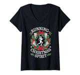 Womens Running On Christmas Spirit Runners V-Neck T-Shirt