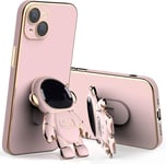 Coque Pour Iphone 14 Avec Support Portable Astronaute, Housse Galvanisé Tpu Silicone Antichoc Anti-Rayures Motif De Dessin Animé Mignon Case Pour Iphone 14-Rose