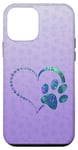 Coque pour iPhone 12 mini Bleu sarcelle/violet/motif patte de chien avec empreintes de pattes