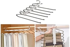 6 en 1 Acier Inoxydable Cintre Pantalons, Suspensions Espace Armoire, Antidérapant Porte-Manteau pour Pantalon Magiques, Porte-Pantalon pour Armoire, Cintre Cintre Pantalon