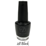 W7 Black Nail Polish Varnish Makeup Manicure Lacquer Gothic Shade 28 12ml