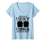 Womens Conga Drums District Sounds Groove Lover Design V-Neck T-Shirt