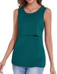 Sosolism Women's Nursing Tank Tops Sleeveless Breastfeeding Shirt Summer Maternity Vest Tops Basic Postpartum Clothes Green