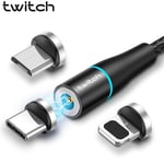 Câble Micro USB 1m Twitch - Micro USB câble / type c recharge magnétique versez rapide