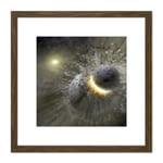 Space NASA Massive Planet Smash Vega Illustration 8X8 Inch Square Wooden Framed Wall Art Print Picture with Mount