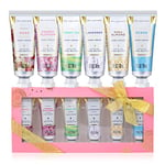 Hand Cream Set - Spa Luxetique Hand Cream Gift Set - 6x30ml Shea Butter Hand Moisturiser, Mini Hand Cream for Very Dry Hands with Vitamin E, Natural Aloe, Gift Sets for Women,Christmas gifts