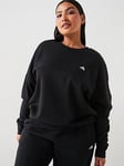 adidas Sportswear Womens Small Logo Feel Cozy Sweatshirt - Plus Size - Black/white, Black/White, Size 3Xl, Women