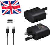 25W Super Fast Charger for Samsung,USB C,Charge Plug With USB C cable, UK 3 pin